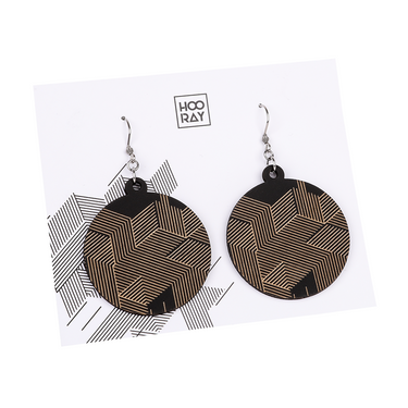 Pendientes de madera HOORAY Black Hex 
