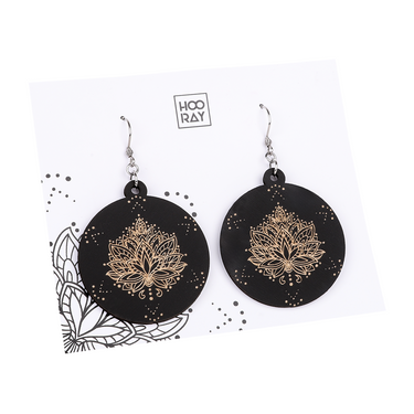 Pendientes de madera HOORAY Black Lotos 