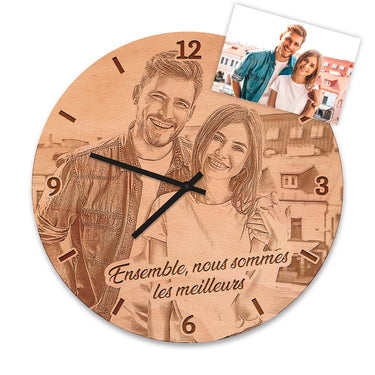 Reloj de pared de madera - fotografía propia, redondo 30 cm 