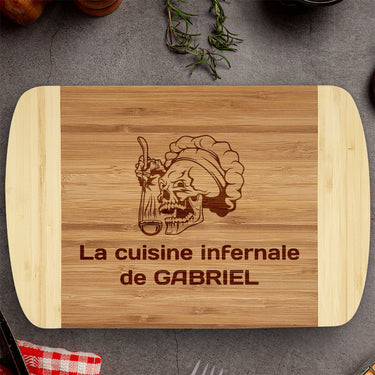 Tabla de bambú para regalo con grabado Señor Cocina 3 