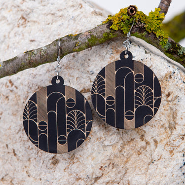 Boucles d'oreilles en bois HOORAY Black Secese 