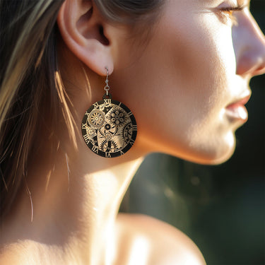 Pendientes de madera HOORAY Black Clockwork 