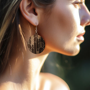 Pendientes de madera HOORAY Art Nouveau Negro 