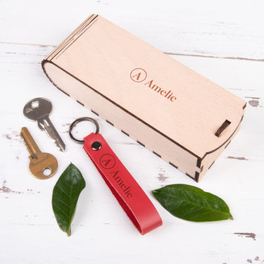 Porte-clés en cuir HOORAY, rouge 